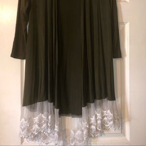 Army Green Cardigan with lace bottom